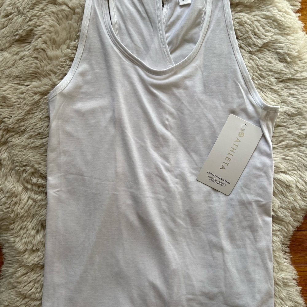 Size XS Athleta Essence Tie Back Tank Top Athletic Gym Workout WhiteNWT - Picture 5 of 5